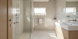 Modern bathroom moisture-resistant materials.