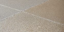 Sealed concrete in a damp environment.